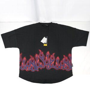 Palm Angels Flames Over Boxy Cotton T-Shirt In Black - Men's Size Medium - NWT